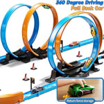 Toy Car Track Gift Set For Boys Kids Age 3-5 4-7 8-12, Long Race Tracks With 4 Action Loops And 4 High-Speed Slot Die-Cast Race Cars, 35+ Pieces Race Tracks To Create Multiple Configurations