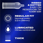 Durex Performax Intense Ultra Fine Ribbed Dotted Condoms with Delay Lubricant, 12 Count, Natural Rubber Latex