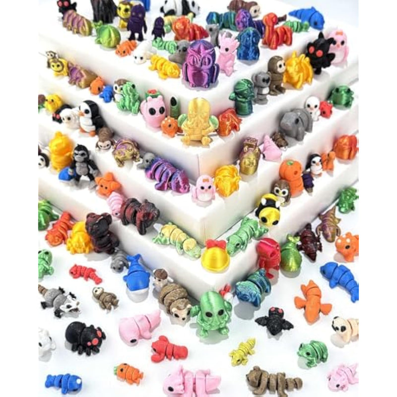 120 Pcs Mini 3D Printed Animal Set,Articulated Flexible Cute Animal Toys For Christmas,New Year,Birthday Gifts And Office Desktop Decoration(Sizes Vary, Styles Shipped Randomly)