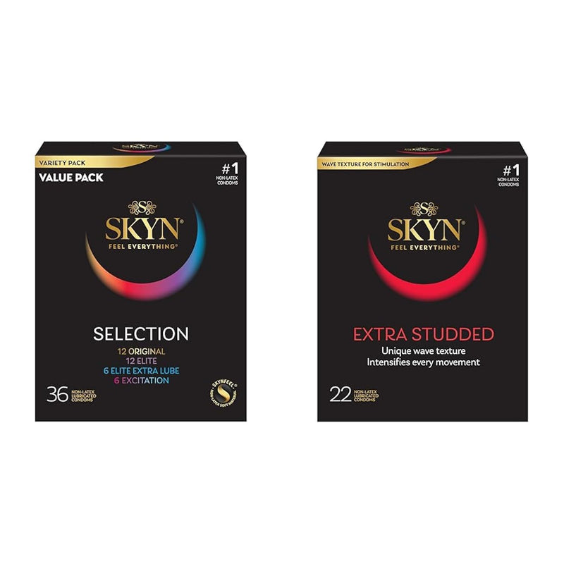 Selection Non-Latex Condoms Variety Pack With Extra Studded Ultra Thin Natural Feel Condoms, 58 Count