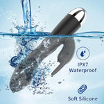 Silicone Rabbit Vibrator For Women Dual Head Vibration 10 Powerful Vibrating Modes Clitoral Stimulator Massager Aaa Battery (Not Included) Powered Waterproof Dildo For Couple Adult Sex Toy (Black)