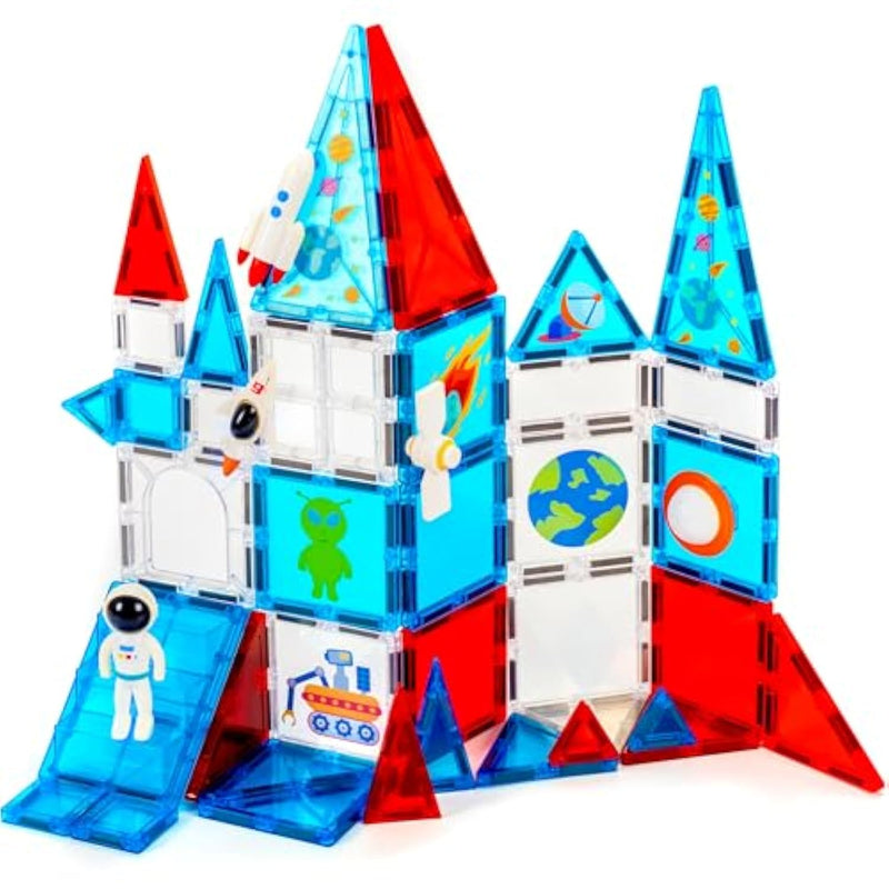 Magnetic Tiles Space Set, Magnet Tiles With Astronaut, Magnetic Tiles For Kids Ages 4-8, Stem Toys, Magnet Blocks For Boys And Girls, Creative Building Toys, Space