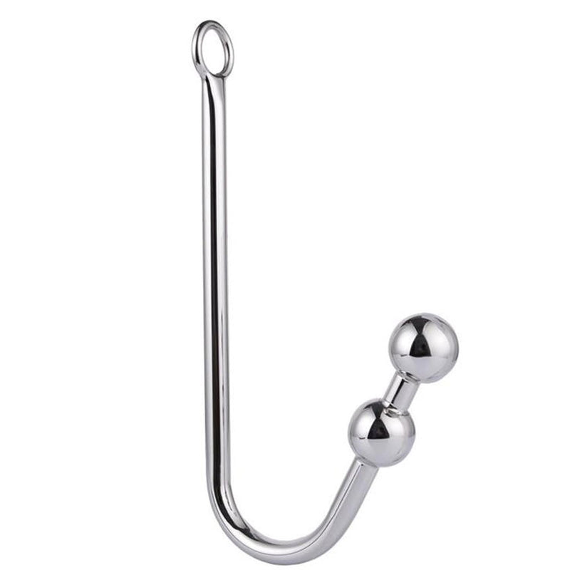 Anal Hook, Stainless Steel Double Balls Rope Hook With Ring, Bondage Fetish Toy For Unisex Adult