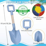 Kids Beach Sand Shovels, 16Inch/40Cm Sand Shovels For Garden, Large Beach Snow Spade Scoop For Kids Toddlers, Long Handle Plastic Wooden Shovel For Shoveling Digging Snowing (3Pcs)