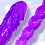 Double Ended Dildo 18.89 Inch Dong Anal Beads With Veins And Glans For Anal Vagina Stimulation Double Side Penis Cock Massager Sex Toy For Lesbian Men Women Purple