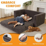 Folding Sofa Bed, 2 In 1 Convertible Sleeper Chair With Armrest, Portable Fold Out Chair Bed, Comfy Floor Couch, Multi-Functional Lazy Sofa For Living Room Bedroom Dorm Home Office, Grey