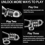 Bdsm Cock Ring Set Leather Testicle Toys Adjustable Bondage Gear Accessories With Chastity Cage Strap Belt Crusher Cbt Extender Restraints Sex Penis Male Belts Kinky For Intense Sensual Play