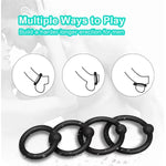 Penis Rings Set With 4 Different Sizes Cock Rings For Erection Enhancing, Long Lasting Stronger Adult Sex Toy, Soft Stretchy Silicone Cock Ring For Men Couple Sexual Pleasure Enhancing, Black