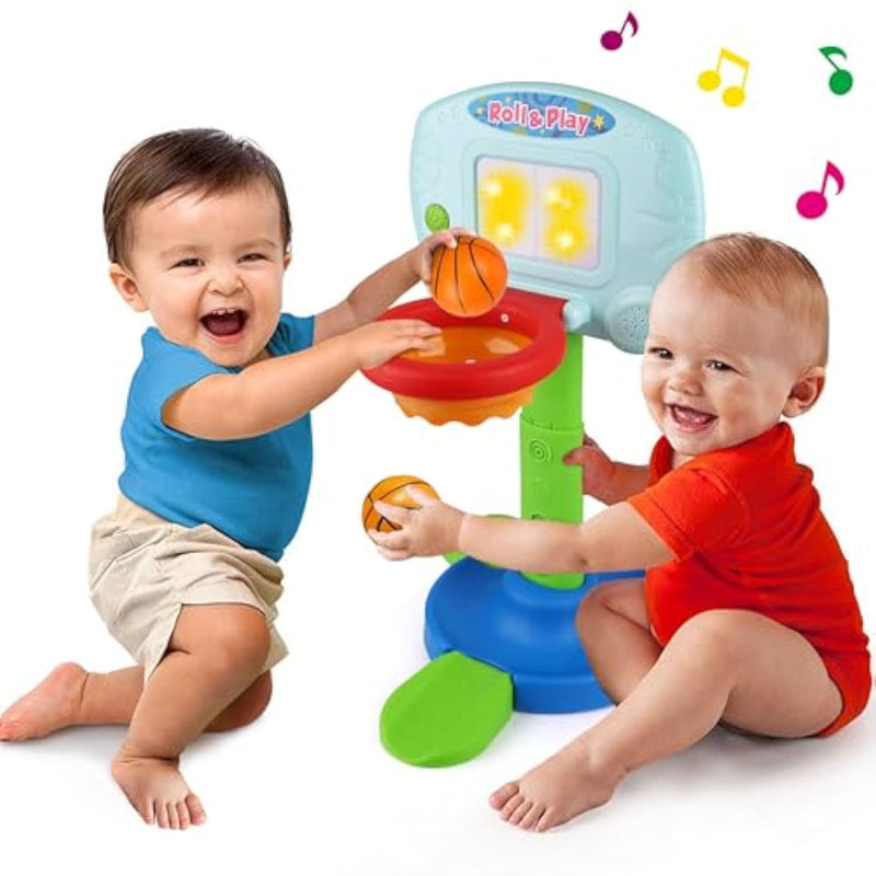 Toddler Basketball Hoop For Kids, 2 In 1 Adjustable Baby Sports Toys, With Light And Music, Indoor Infant Interactive Learning Toy, Christmas Birthday Gifts For 1 2 Year Old Boys Girls