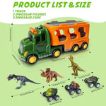 Dinosaur Toy Trucks With 3 Dino Cars & 3 Dino Figures, Sound Light Transport Carrier Truck Dinosaur Toys For Kids 3-5-7, Toddler Boy Toy For 3 4 5 6 7+ Year Old Boy Birthday Gifts Christmas