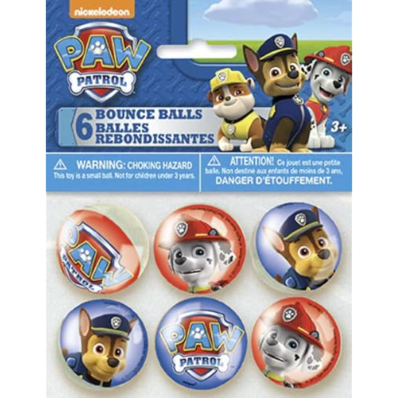 Unique Paw Patrol Bouncy Play Balls, Kids Party Favors, Feature Chase and Marshall, 6 Count (1 Pack, 6 Total Balls)