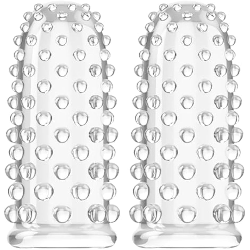 Finger Vibrator Sleeves Accessories 2Pcs Finger Sleeve Vagina Clitoral Nipple G-Spot Stimulator Anal Vaginal Expander Reusable Anal Nipple Sex Massager Stimulation For Couples Lesbian Gay (White)