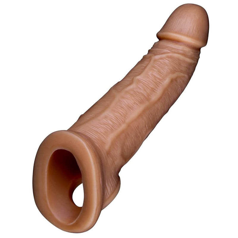Silicone Penis Sleeve Extender Cock Ring With Anti-Slip Double Hole Design Delay Ejaculation Sex Toys With Vivid Glans And Veins For Men