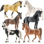 6Pcs 6" Large Horse Figurines Animal Toys For Kids, Realistic Plastic Farm Animal Figurines Toys For Toddlers, Horse Party Favors Birthday Gift Cake Toppers For Boys Girls