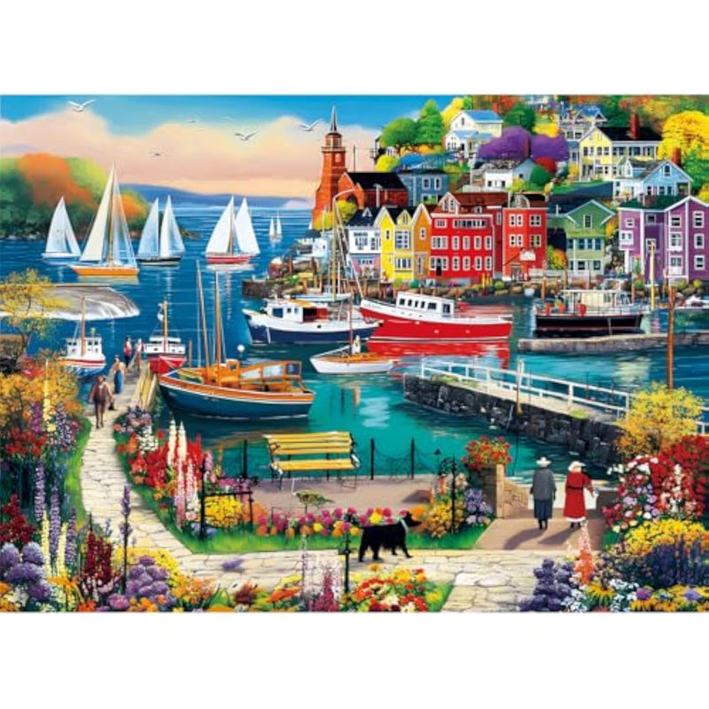 500 Piece Seaside Town Puzzle for Adults and Teens, Colorful Coastal Scene for Seniors