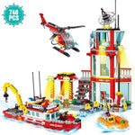 City Marine Fire Station Building Sets,740Pcs Stem Toys Building Blocks For Boys 8-12