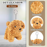 16 Pieces 4 Inches Mini Plush Dogs Stuffed Puppy Dog With Keychain Cute Stuffed Animal Toy Soft Toys Party Favor For Goodie Bag Birthday Party Gifts, 4 Colors (Curly Puppy)