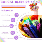 1000 Pack Pipe Cleaners in 20 Vibrant Colors, 12 Inch Chenille Stems Bulk
