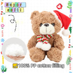 9" Brown Christmas Teddy Bear Plush Toy, Soft Bear Stuffed Animal With Santa Hat And Scarf, Cute Holiday Decoration, Cozy For Kids, Girls, Boys, And Friends