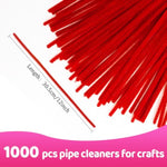 1000 Pcs Red Pipe Cleaners, Chenille Stems for DIY Crafts & Party Decor
