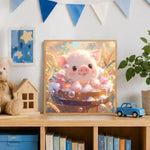 Paint by Numbers Kit for Kids with Frame and Pigments, 8x8 Inch Artwork