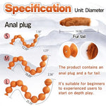 Silicone Anal Beads with Removable Fox Tail Anal Butt Plug for G-spot Prostate Stimulation Adult Sex Toy with 9 Anal Balls for Cosplay Anal Training for Intermediates Advanced Players Gold M