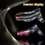 Silicone Monster Sleeve Girth Enhancer Plus Sleeve With Cock Ring Adult Sex Toys For Men Red And Black Penis Ring