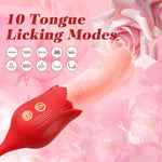 G-Spot Vibrator Tongue Sex Toy For Women, 2In1 Silicone Tongue Clitoral Stimulator Sex Toy With 10 Licking Biting & Vibrating Modes Anal Clit Nipple Vibrators For Female Sex Toys Red