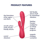 Mono Flex Connect App Vibrator Sex Toy | Adult Toys For Women | Rabbit Vibrator + App | Vibrating Sexual Pleasure Device | Stimulation Vibrators | Woman Sextoy (Red)