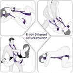Sex Bondage Bdsm Kit, Bed Restraints Thigh Sling Spreader Straps Neck To Thigh/Ankle Restraint Bondage Submissive Gear, Open Leg Straps Sm Game Kinky Sex Toys For Women Couples Beginner (Purple)