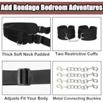 Bdsm Sex Bondage Restraints Kit- Neck To Legs/Ankle Thigh Wrist Cuffs Restraint Kit, Sm Games Adult Sex Toys With Handcuffs Doggy Swing Leg Straps Tie Set For Couples, Unisex, Black
