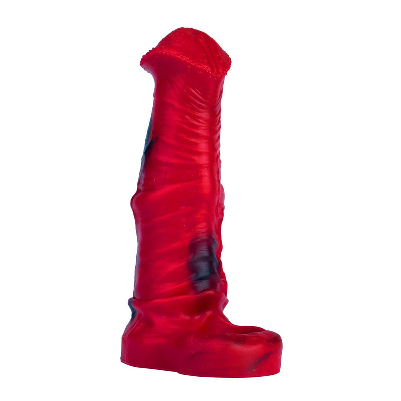 Horse-Shaped Male Penis Sleeve Extender Enlarger Sheath Silicone Cock Sleeve Extension With Stretchy Loop For Men To Increase Length & Girth (Red)