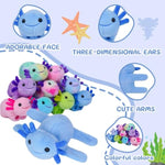 Huggers Axolotl,Stuffed Axolotl Slap Bracelet Plush With Long Hair,Cute Animal Book Buddy Slap Bracelets Plush Toy,Fun Axolotle Toys For Boys And Girls.(Blue)