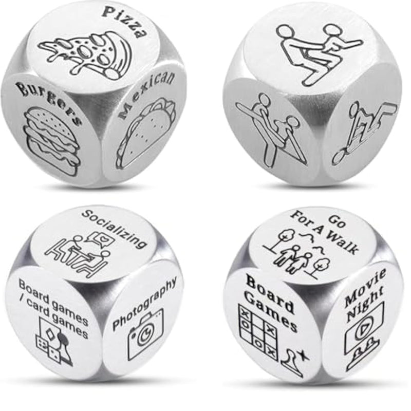 4Pcs Date Night Decision Dice Date Night Gift For Boyfriend Girlfriend Food Dice Valentine Gifts For Him Her Anniversary Day Gifts For Wife Husband Wedding Birthday Bachelorette For Bride