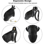 Chastity Device Cock Cage-Upgraded New Material?Light Nylon Resin?Large Male Chastity Lock With 4 Removable Rings For Penis Exercise And Adult Games Sex Toy For Men | Black