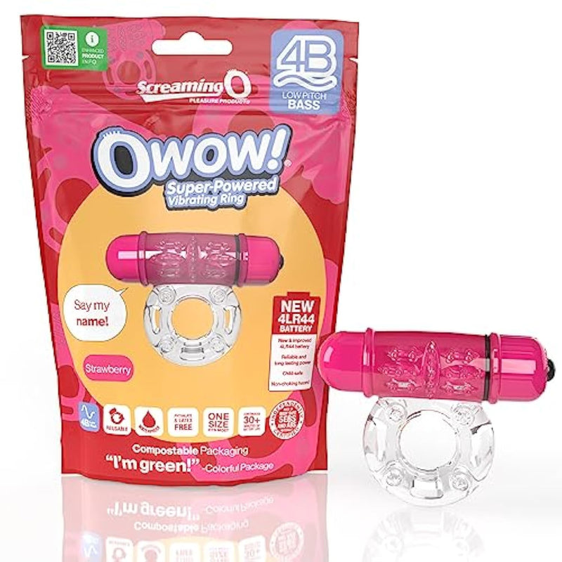 4B Doubleo 6 Vibrating Ring – Strawberry, Dual Shaft & Ball Support, Deep Rumbling Vibrations, Reusable Eco-Friendly Couples Massager, Long-Lasting Battery, Mutual Climax Enhancer