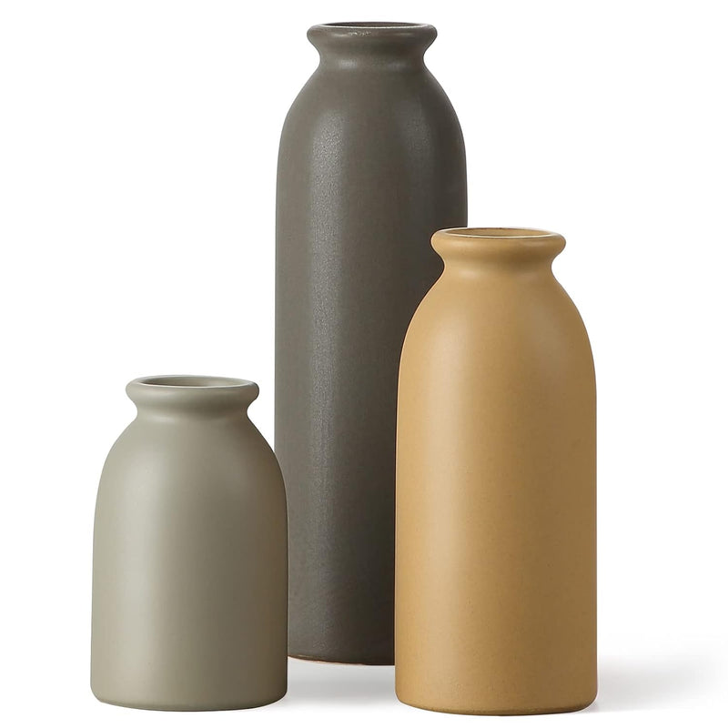 -Ceramic Matte Vase For Home Decor, Modern And Minimalist Decorative Vase Set.