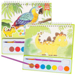 Mess-Free Watercolor Painting Set for Kids, Animal Coloring Book with Paints & Brush