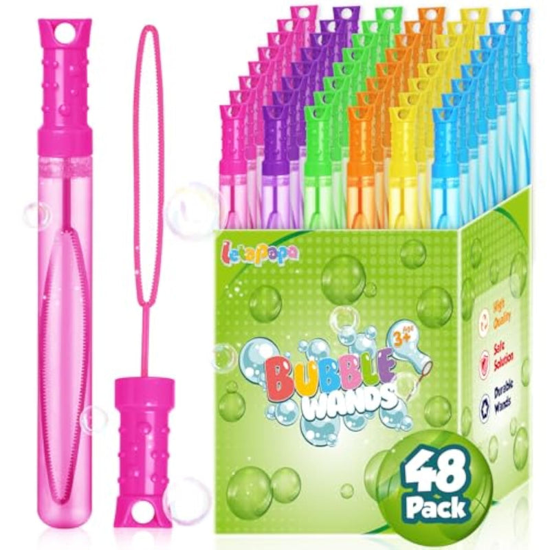 48 Pack Bubble Wands in 6 Vibrant Colors, Perfect for Summer Kids' Party Favors