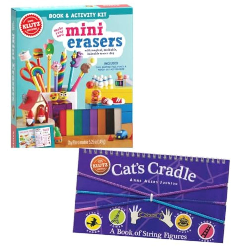 Make Your Own Mini Erasers Kit and String Figures Book Bundle