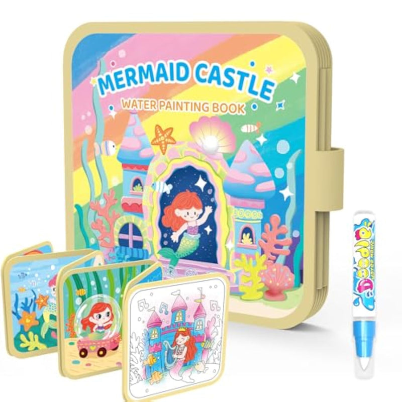 Reusable Water Painting Books, 10 Pages Mermaid Coloring Books for Kids