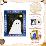 Halloween Wood Ghost Craft DIY Magnet Frames Ornaments for Kids, 24 Pieces