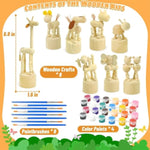 Kids Arts and Crafts Kit with Paints, Brushes, and 8 Wooden Animal Figures