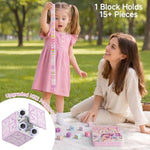 Unicorn Mini Magnetic Building Blocks Set for Girls, 48-Piece Tin with Cones and Magic Wands
