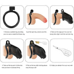 Chastity Device Cock Cage-Upgraded New Material?Light Nylon Resin?Large Male Chastity Lock With 4 Removable Rings For Penis Exercise And Adult Games Sex Toy For Men | Black