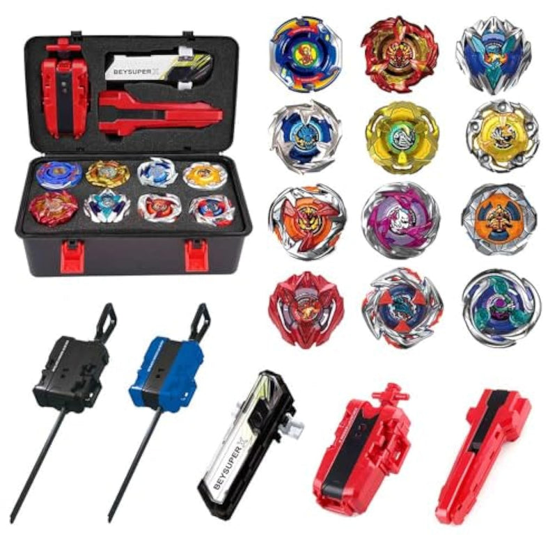 Bey Battling Top Burst Gyros Toy Set Toy Gift For Children Boys Ages 6 8 10 12+ Combat Battling Game 12 Burst Spinning Tops 3 Two Way Launchers Grip Starter