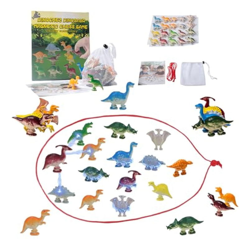 2025 Magnetic Chess Game, Dinosaur Magnetic Game For Kids, Chess Set-20 Dinosaur Stones, 1 String & 1 Storage Bag, Fun Magnet Chess Game For Festival Family Games Night, Magnet Game Parent-Child Toy