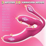 Vibrating Strapless Strap On Dildo Sex Toys - Triple Headed Strapon Vibrator With 10 Vibration G-Spot For Lesbians, Anal Plug Enhance Pleasure With Remote Control Adult Toy & Game
