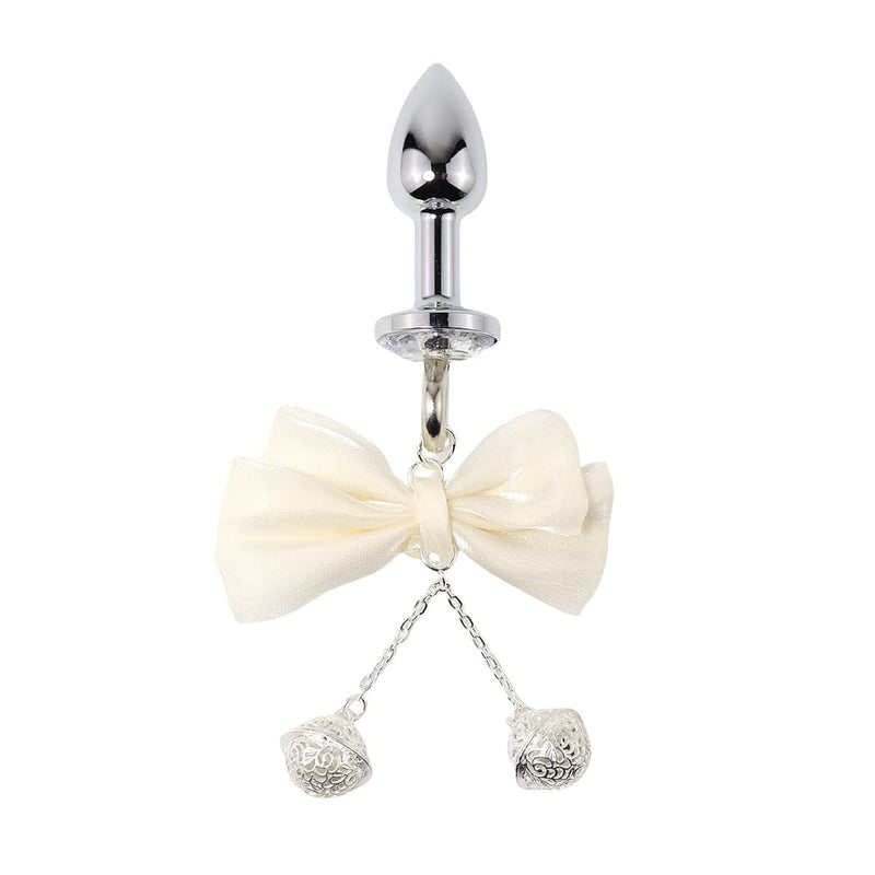 Female Bow Metal Anal Plug With Hollow Bell Couple Pleasure Bullet Butt Plug Sex Toy