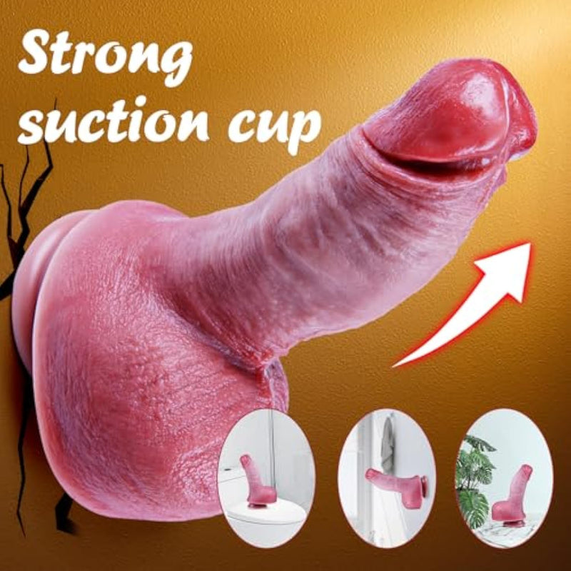 8.9" Huge Silicone Realistic Dildo Thick Toy With Big Suction Cup, Extra Large Fat Anal Dildo, Wide Prostate Dildo With Balls, Vaginal G-Spot Butt Wearable Likelife Penis,Xxl Sex Toy Men/Women/Gay